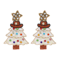 Beaded Western Christmas Tree Earrings