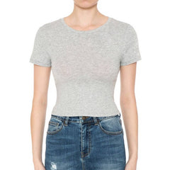 CREW NECK SHORT SLEEVE CROP TEE TOP