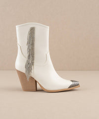 The Kai White | Rhinestone Fringe Cowboy Western Boot