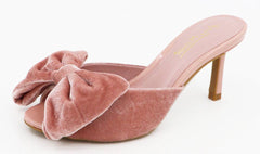 Anne Michelle Women Stiletto Velvet Bow Slides