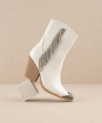 The Kai White | Rhinestone Fringe Cowboy Western Boot