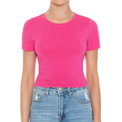 CREW NECK SHORT SLEEVE CROP TEE TOP