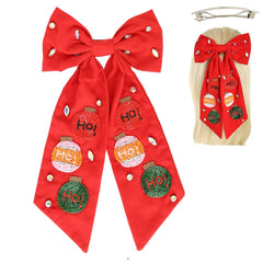 Christmas Ho Ho Ho Bow Barrette Hair Clip