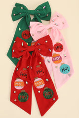 Christmas Ho Ho Ho Bow Barrette Hair Clip