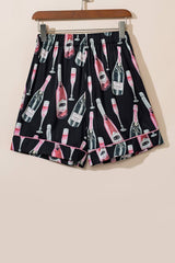 Champagne Print Silky Shirt and Shorts Pajamas Set